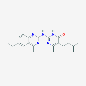 molecular formula C21H27N5O B6038565 2-[(6-ethyl-4-methyl-2-quinazolinyl)amino]-6-methyl-5-(3-methylbutyl)-4(3H)-pyrimidinone 