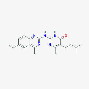 2-[(6-ethyl-4-methyl-2-quinazolinyl)amino]-6-methyl-5-(3-methylbutyl)-4(3H)-pyrimidinone