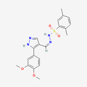 molecular formula C20H22N4O4S B6038599 N'-{[3-(3,4-dimethoxyphenyl)-1H-pyrazol-4-yl]methylene}-2,5-dimethylbenzenesulfonohydrazide 