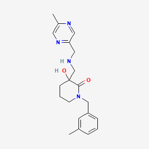 molecular formula C20H26N4O2 B6038646 3-hydroxy-1-(3-methylbenzyl)-3-({[(5-methyl-2-pyrazinyl)methyl]amino}methyl)-2-piperidinone 