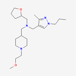molecular formula C22H40N4O2 B6038672 1-[1-(2-methoxyethyl)-4-piperidinyl]-N-[(3-methyl-1-propyl-1H-pyrazol-4-yl)methyl]-N-(tetrahydro-2-furanylmethyl)methanamine 