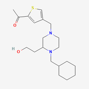 molecular formula C20H32N2O2S B6038685 1-(4-{[4-(cyclohexylmethyl)-3-(2-hydroxyethyl)-1-piperazinyl]methyl}-2-thienyl)ethanone 