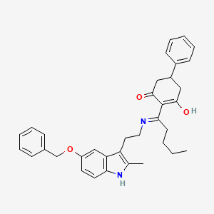 2-[1-({2-[5-(benzyloxy)-2-methyl-1H-indol-3-yl]ethyl}amino)pentylidene]-5-phenylcyclohexane-1,3-dione