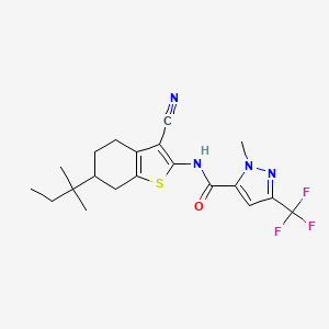 molecular formula C20H23F3N4OS B6038735 N-[3-cyano-6-(1,1-dimethylpropyl)-4,5,6,7-tetrahydro-1-benzothien-2-yl]-1-methyl-3-(trifluoromethyl)-1H-pyrazole-5-carboxamide 