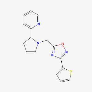 molecular formula C16H16N4OS B6038740 2-(1-{[3-(2-thienyl)-1,2,4-oxadiazol-5-yl]methyl}-2-pyrrolidinyl)pyridine 