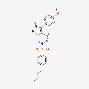 molecular formula C21H24N4O3S B6038788 4-butyl-N'-{[3-(4-methoxyphenyl)-1H-pyrazol-4-yl]methylene}benzenesulfonohydrazide 