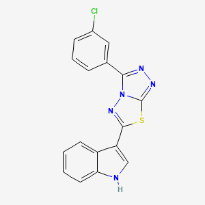 molecular formula C17H10ClN5S B603879 3-[3-(3-chlorophenyl)[1,2,4]triazolo[3,4-b][1,3,4]thiadiazol-6-yl]-1H-indole CAS No. 929839-72-5