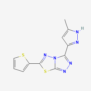 3-(3-methyl-1H-pyrazol-5-yl)-6-(2-thienyl)[1,2,4]triazolo[3,4-b][1,3,4]thiadiazole