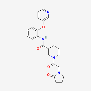 molecular formula C23H26N4O4 B6038802 1-[(2-oxo-1-pyrrolidinyl)acetyl]-N-[2-(3-pyridinyloxy)phenyl]-3-piperidinecarboxamide 