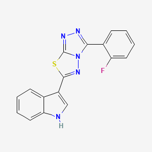 molecular formula C17H10FN5S B603882 3-[3-(2-fluorophenyl)[1,2,4]triazolo[3,4-b][1,3,4]thiadiazol-6-yl]-1H-indole CAS No. 951933-07-6