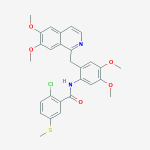 molecular formula C28H27ClN2O5S B6038826 2-chloro-N-{2-[(6,7-dimethoxy-1-isoquinolinyl)methyl]-4,5-dimethoxyphenyl}-5-(methylthio)benzamide 