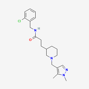 molecular formula C21H29ClN4O B6038831 N-(2-chlorobenzyl)-3-{1-[(1,5-dimethyl-1H-pyrazol-4-yl)methyl]-3-piperidinyl}propanamide 