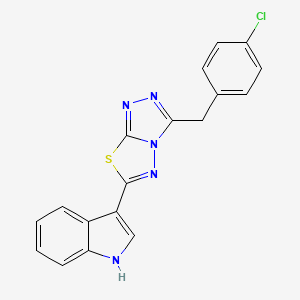 molecular formula C18H12ClN5S B603886 3-[3-(4-chlorobenzyl)[1,2,4]triazolo[3,4-b][1,3,4]thiadiazol-6-yl]-1H-indole CAS No. 1010896-82-8