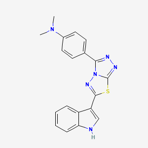 molecular formula C19H16N6S B603891 4-[6-(1H-indol-3-yl)[1,2,4]triazolo[3,4-b][1,3,4]thiadiazol-3-yl]-N,N-dimethylaniline CAS No. 1010929-48-2