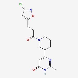 molecular formula C16H19ClN4O3 B6038946 6-{1-[3-(3-chloroisoxazol-5-yl)propanoyl]piperidin-3-yl}-2-methylpyrimidin-4(3H)-one 