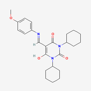 1,3-dicyclohexyl-5-{[(4-methoxyphenyl)amino]methylene}-2,4,6(1H,3H,5H)-pyrimidinetrione