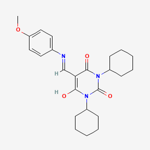 molecular formula C24H31N3O4 B6038949 1,3-dicyclohexyl-5-{[(4-methoxyphenyl)amino]methylene}-2,4,6(1H,3H,5H)-pyrimidinetrione 