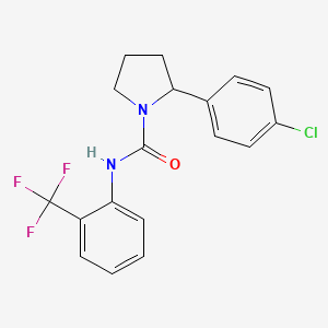 molecular formula C18H16ClF3N2O B6038966 2-(4-chlorophenyl)-N-[2-(trifluoromethyl)phenyl]-1-pyrrolidinecarboxamide 