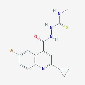 molecular formula C15H15BrN4OS B6038978 2-[(6-bromo-2-cyclopropyl-4-quinolinyl)carbonyl]-N-methylhydrazinecarbothioamide 