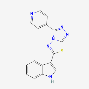 molecular formula C16H10N6S B603899 3-[3-(4-pyridinyl)[1,2,4]triazolo[3,4-b][1,3,4]thiadiazol-6-yl]-1H-indole CAS No. 951935-33-4