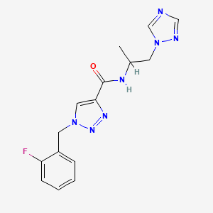 molecular formula C15H16FN7O B6039003 1-(2-fluorobenzyl)-N-[1-methyl-2-(1H-1,2,4-triazol-1-yl)ethyl]-1H-1,2,3-triazole-4-carboxamide 