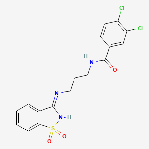 molecular formula C17H15Cl2N3O3S B6039012 3,4-dichloro-N-{3-[(1,1-dioxido-1,2-benzisothiazol-3-yl)amino]propyl}benzamide 