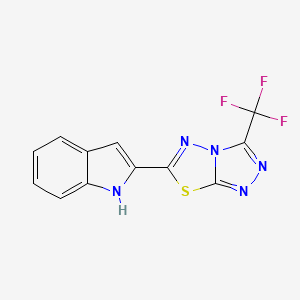 molecular formula C12H6F3N5S B603903 2-[3-(trifluoromethyl)[1,2,4]triazolo[3,4-b][1,3,4]thiadiazol-6-yl]-1H-indole CAS No. 929831-76-5