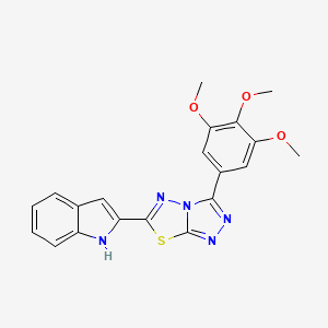 molecular formula C20H17N5O3S B603908 2-[3-(3,4,5-trimethoxyphenyl)[1,2,4]triazolo[3,4-b][1,3,4]thiadiazol-6-yl]-1H-indole CAS No. 929836-64-6