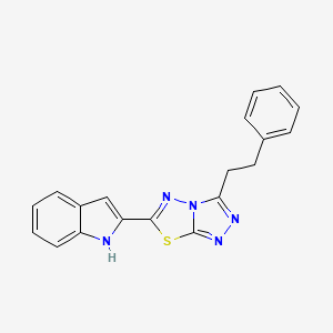 molecular formula C19H15N5S B603909 2-[3-(2-phenylethyl)[1,2,4]triazolo[3,4-b][1,3,4]thiadiazol-6-yl]-1H-indole CAS No. 929869-20-5
