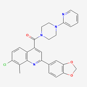 molecular formula C27H23ClN4O3 B6039108 2-(1,3-benzodioxol-5-yl)-7-chloro-8-methyl-4-{[4-(2-pyridinyl)-1-piperazinyl]carbonyl}quinoline 