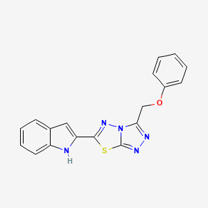 molecular formula C18H13N5OS B603911 2-[3-(phenoxymethyl)[1,2,4]triazolo[3,4-b][1,3,4]thiadiazol-6-yl]-1H-indole CAS No. 929971-56-2
