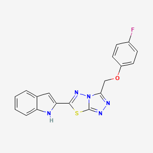 molecular formula C18H12FN5OS B603914 2-{3-[(4-fluorophenoxy)methyl][1,2,4]triazolo[3,4-b][1,3,4]thiadiazol-6-yl}-1H-indole CAS No. 951981-46-7