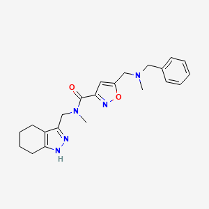 molecular formula C22H27N5O2 B6039146 5-{[benzyl(methyl)amino]methyl}-N-methyl-N-(4,5,6,7-tetrahydro-1H-indazol-3-ylmethyl)-3-isoxazolecarboxamide 