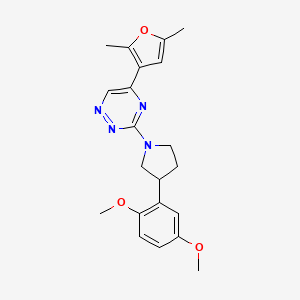 molecular formula C21H24N4O3 B6039150 3-[3-(2,5-dimethoxyphenyl)-1-pyrrolidinyl]-5-(2,5-dimethyl-3-furyl)-1,2,4-triazine 