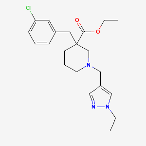 molecular formula C21H28ClN3O2 B6039155 ethyl 3-(3-chlorobenzyl)-1-[(1-ethyl-1H-pyrazol-4-yl)methyl]-3-piperidinecarboxylate 