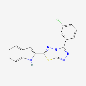 molecular formula C17H10ClN5S B603917 2-[3-(3-chlorophenyl)[1,2,4]triazolo[3,4-b][1,3,4]thiadiazol-6-yl]-1H-indole CAS No. 929816-05-7