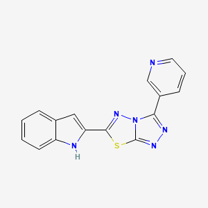molecular formula C16H10N6S B603918 2-[3-(3-pyridinyl)[1,2,4]triazolo[3,4-b][1,3,4]thiadiazol-6-yl]-1H-indole CAS No. 951978-09-9
