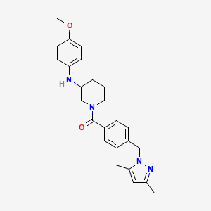 molecular formula C25H30N4O2 B6039180 1-{4-[(3,5-dimethyl-1H-pyrazol-1-yl)methyl]benzoyl}-N-(4-methoxyphenyl)-3-piperidinamine 
