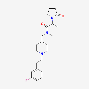 molecular formula C22H32FN3O2 B6039188 N-({1-[2-(3-fluorophenyl)ethyl]-4-piperidinyl}methyl)-N-methyl-2-(2-oxo-1-pyrrolidinyl)propanamide 