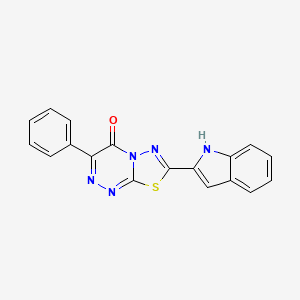 molecular formula C18H11N5OS B603920 7-(1H-indol-2-yl)-3-phenyl-4H-[1,3,4]thiadiazolo[2,3-c][1,2,4]triazin-4-one CAS No. 951975-35-2