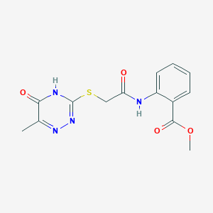 molecular formula C14H14N4O4S B6039225 methyl 2-({[(6-methyl-5-oxo-4,5-dihydro-1,2,4-triazin-3-yl)thio]acetyl}amino)benzoate 