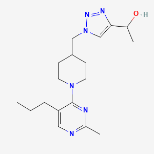 molecular formula C18H28N6O B6039232 1-(1-{[1-(2-methyl-5-propyl-4-pyrimidinyl)-4-piperidinyl]methyl}-1H-1,2,3-triazol-4-yl)ethanol trifluoroacetate (salt) 