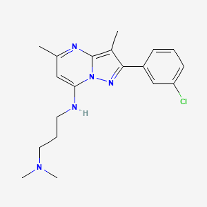 molecular formula C19H24ClN5 B6039243 N'-[2-(3-chlorophenyl)-3,5-dimethylpyrazolo[1,5-a]pyrimidin-7-yl]-N,N-dimethyl-1,3-propanediamine 