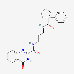 molecular formula C24H26N4O3 B603927 4-oxo-N-(3-{[(1-phenylcyclopentyl)carbonyl]amino}propyl)-3,4-dihydro-2-quinazolinecarboxamide CAS No. 1119416-00-0
