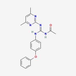 molecular formula C21H21N5O2 B6039285 N-{[(4,6-dimethyl-2-pyrimidinyl)amino][(4-phenoxyphenyl)amino]methylene}acetamide 