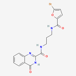 molecular formula C17H15BrN4O4 B603929 N-(3-{[(5-bromofuran-2-yl)carbonyl]amino}propyl)-4-hydroxyquinazoline-2-carboxamide CAS No. 1120289-41-9