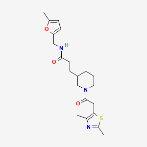 molecular formula C21H29N3O3S B6039304 3-{1-[(2,4-dimethyl-1,3-thiazol-5-yl)acetyl]-3-piperidinyl}-N-[(5-methyl-2-furyl)methyl]propanamide 
