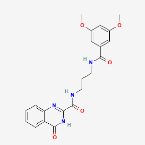 molecular formula C21H22N4O5 B603931 N-(3-{[(3,5-dimethoxyphenyl)carbonyl]amino}propyl)-4-hydroxyquinazoline-2-carboxamide CAS No. 1119415-43-8