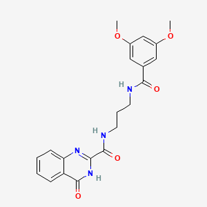 molecular formula C21H22N4O5 B603931 N-{3-[(3,5-dimethoxybenzoyl)amino]propyl}-4-oxo-3,4-dihydro-2-quinazolinecarboxamide CAS No. 1119415-43-8