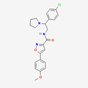 molecular formula C23H24ClN3O3 B6039324 N-[2-(4-chlorophenyl)-2-(1-pyrrolidinyl)ethyl]-5-(4-methoxyphenyl)-3-isoxazolecarboxamide 